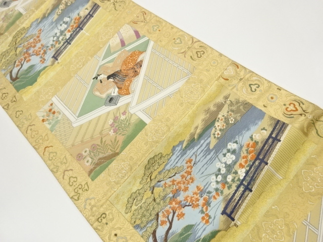 JAPANESE FUKURO OBI / WOVEN FLORAL PLANTS